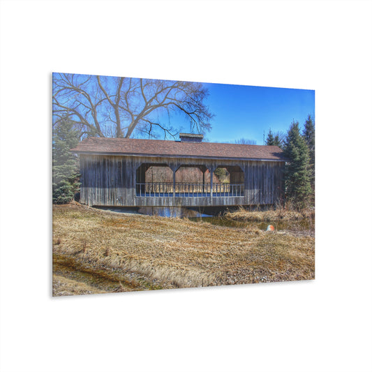 U R There Photography Covered Bridge of Campground Road II Rustic Farmhouse Acrylic Wall Print