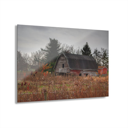 U R There Photography Field Grey and Little Red Rustic Farmhouse Acrylic Wall Print