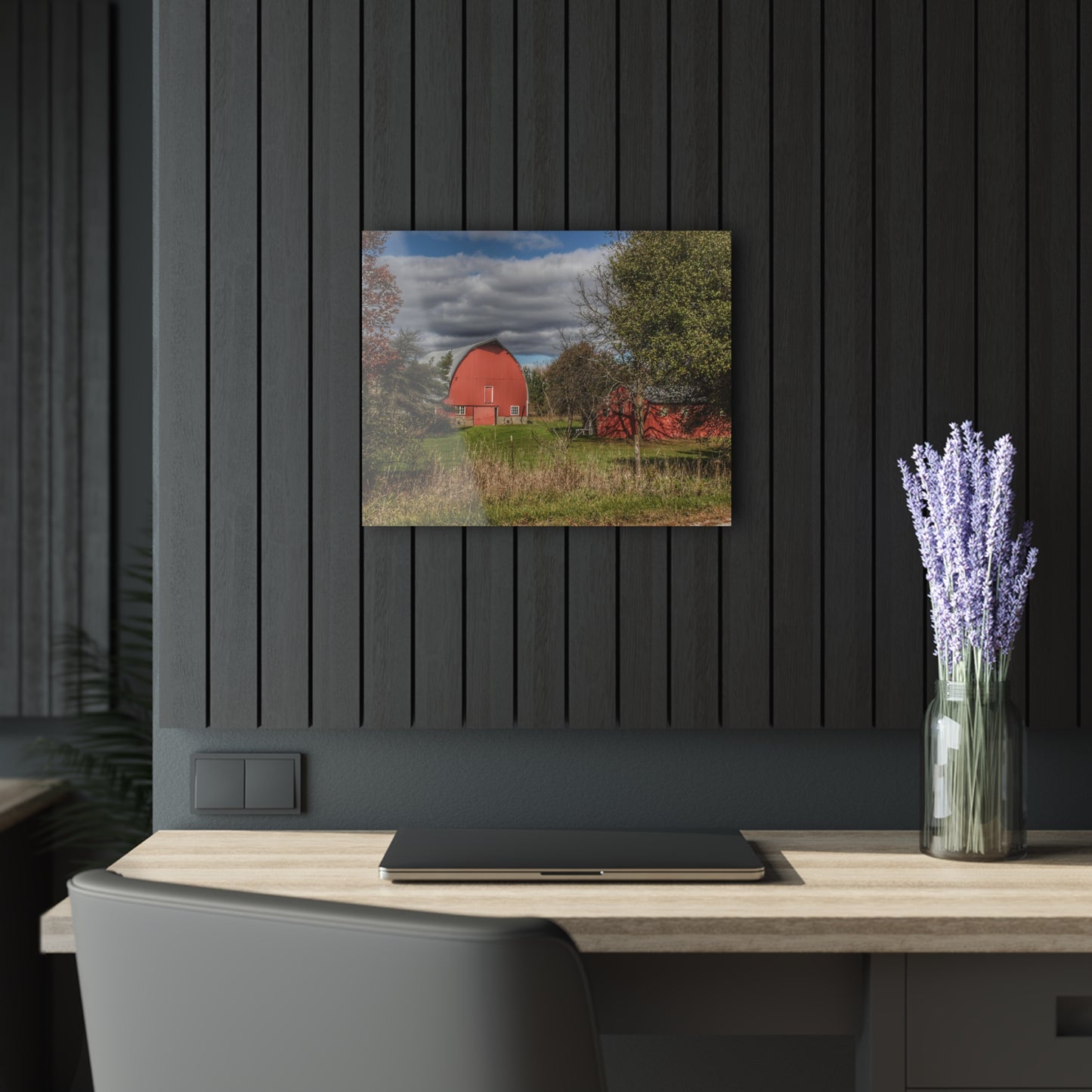 U R There Photography Genesee Road Red III Rustic Farmhouse Acrylic Wall Print