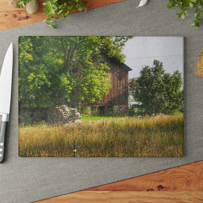 U R There Photography Lum Hidden Fieldstone Red Rustic Farmhouse Tempered-Glass Cutting Board