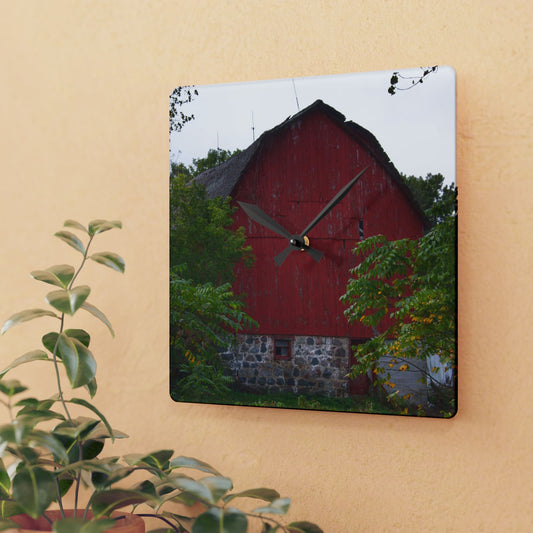 U R There Photography Brown Road Hidden Red II Rustic Farmhouse Acrylic Analog Wall Clock