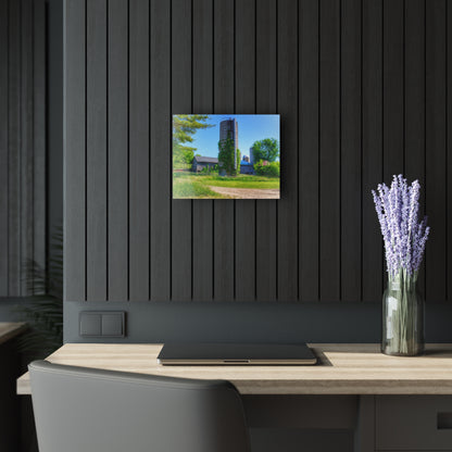 U R There Photography Bordman Road Old Grey and Silo II Rustic Farmhouse Acrylic Wall Print