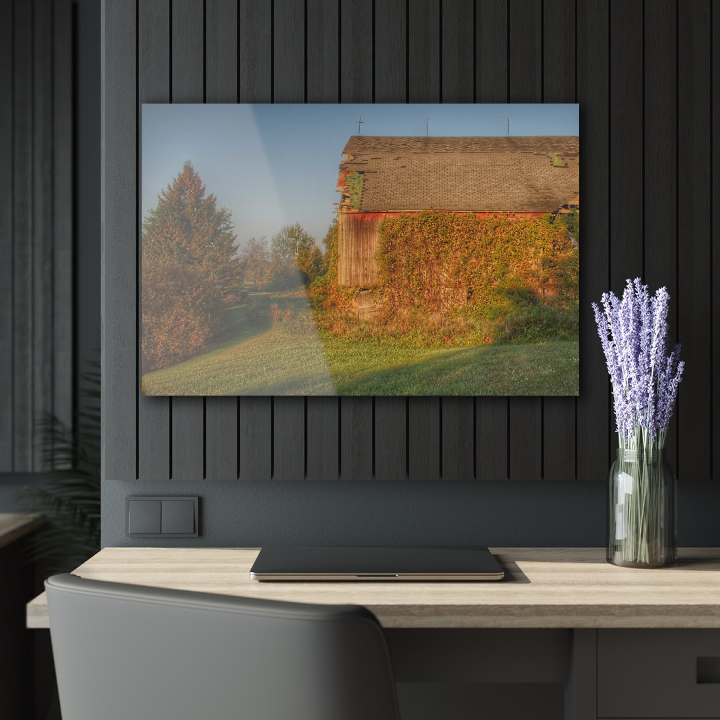 U R There Photography Bearanger Road Red Rustic Farmhouse Acrylic Wall Print