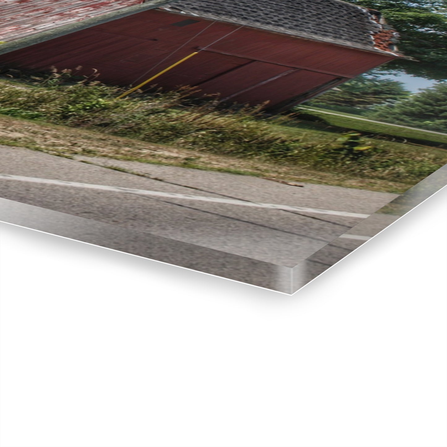 U R There Photography Roods Lake Road Red II Rustic Farmhouse Acrylic Wall Print