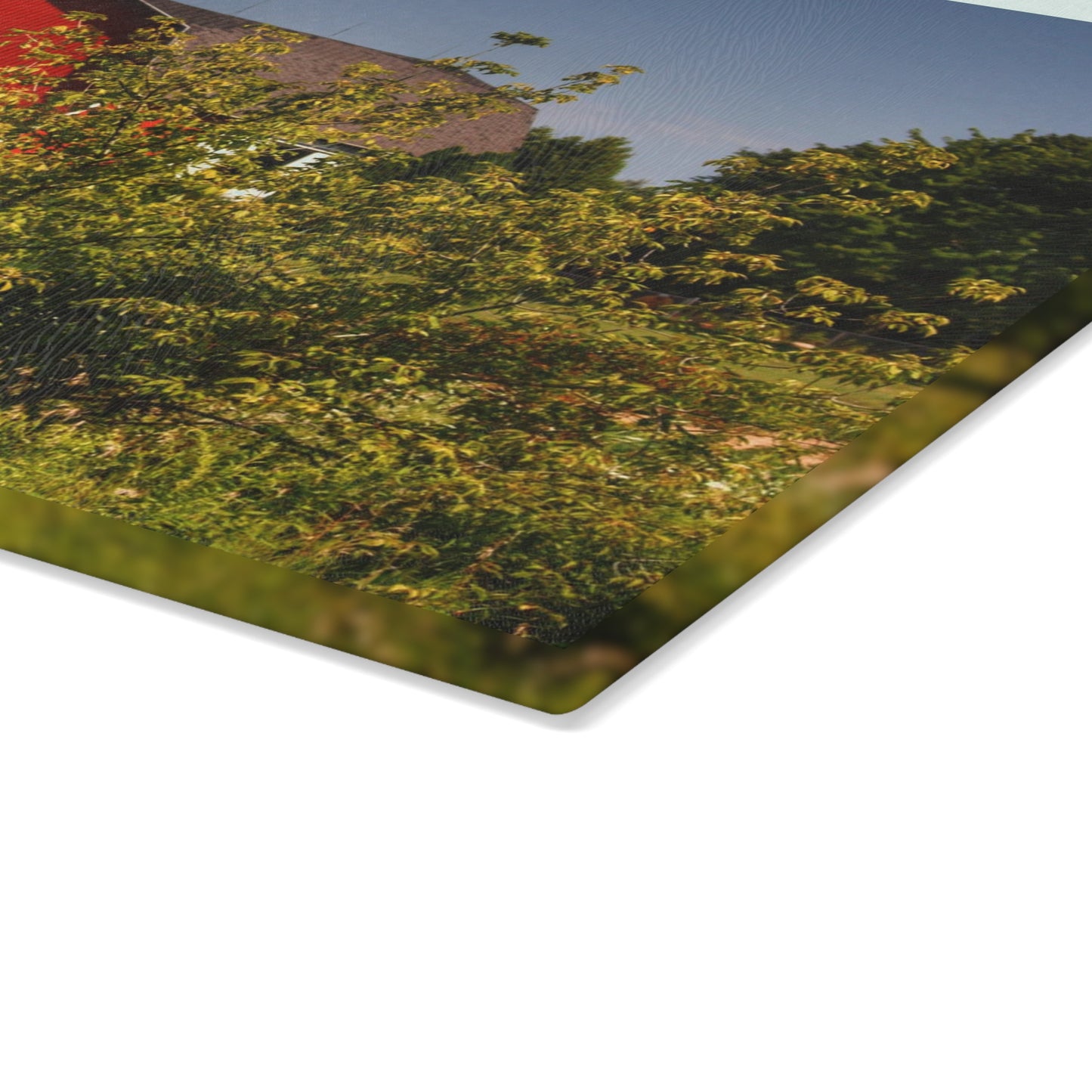 U R There Photography Beyond the Bushes Red Rustic Farmhouse Tempered-Glass Cutting Board