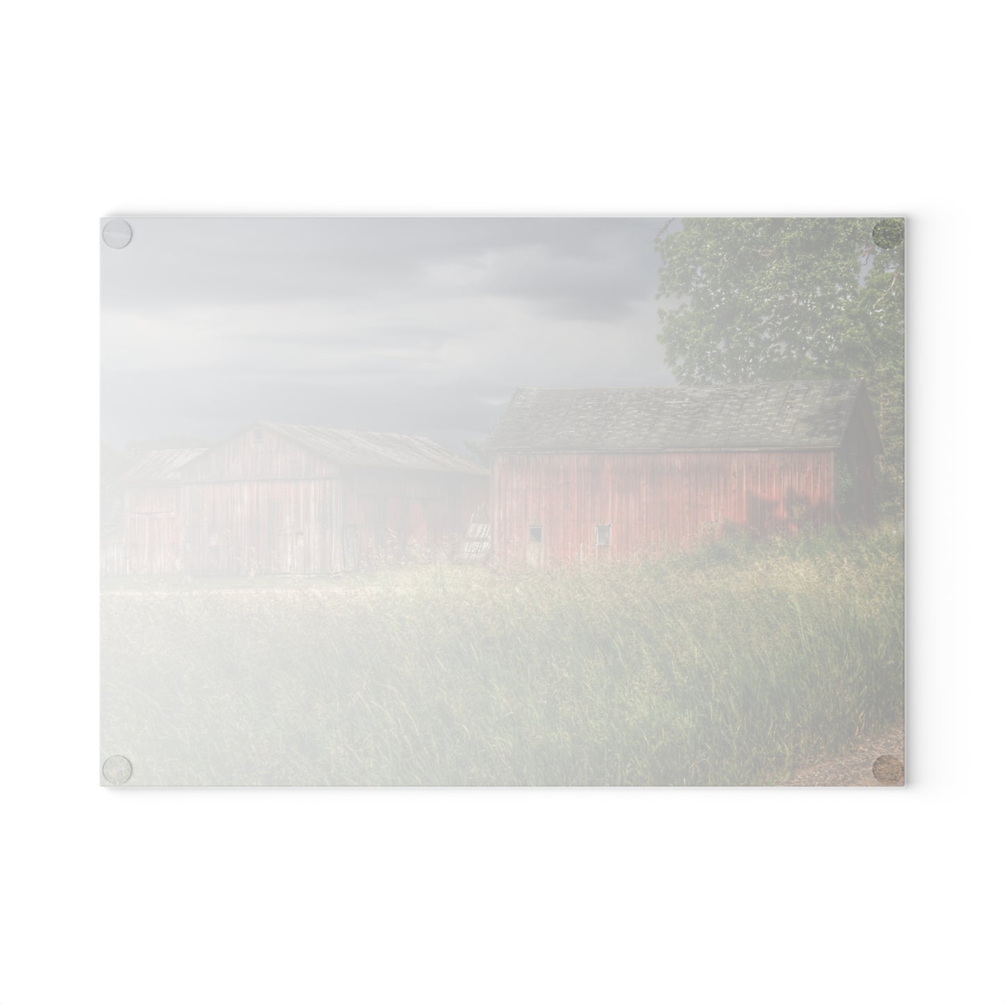 U R There Photography Hunters Creek Reds Rustic Farmhouse Tempered-Glass Cutting Board