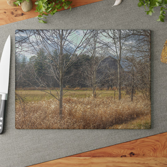 U R There Photography Speaker Road Hidden Grey Rustic Farmhouse Tempered-Glass Cutting Board