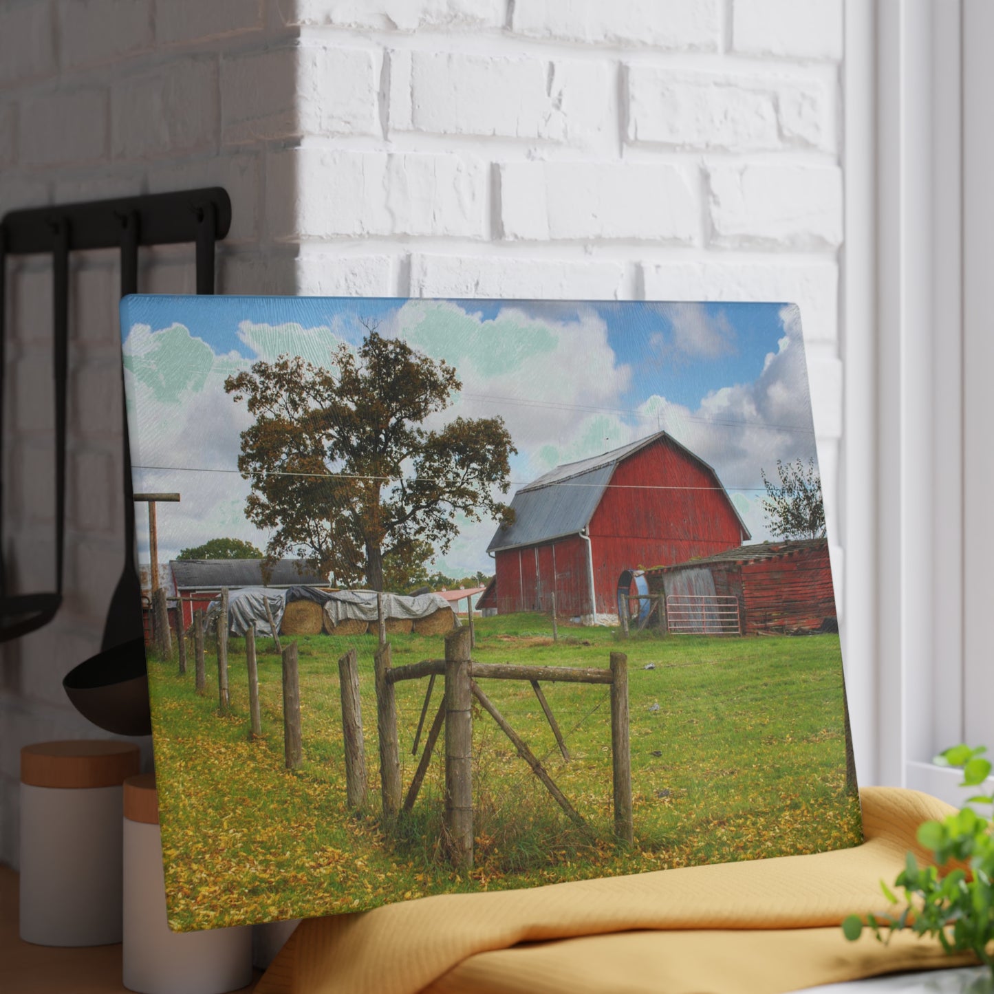 U R There Photography Beyond the Fence on Frances Road Rustic Farmhouse Tempered-Glass Cutting Board