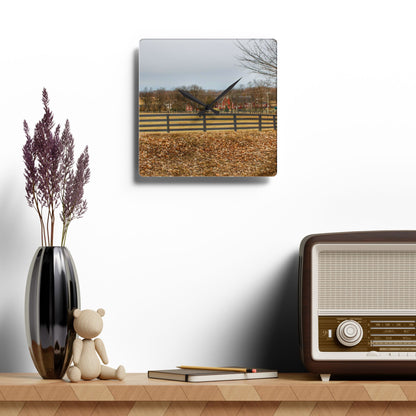U R There Photography Barber Road Farm I Rustic Farmhouse Acrylic Analog Wall Clock