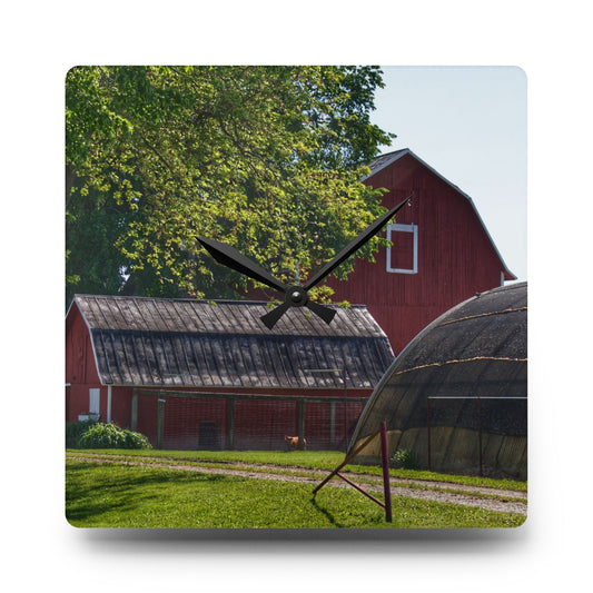 Hidden Reds Rustic Farmhouse Acrylic Analog Wall Clock 10.75'' × 10.75'' (Square)