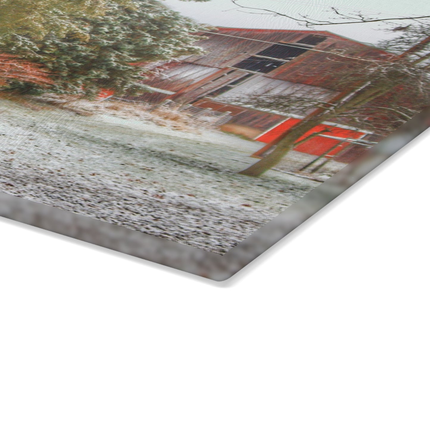 U R There Photography Lum Hidden Red Rustic Farmhouse Tempered-Glass Cutting Board