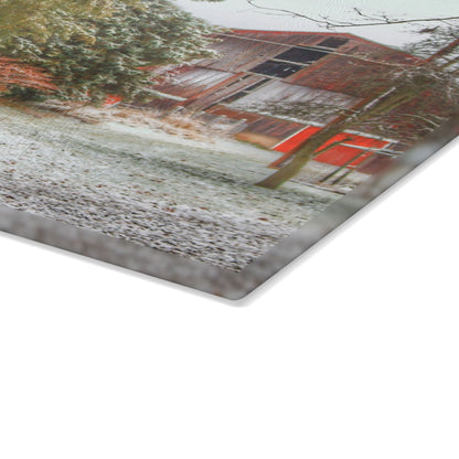 U R There Photography Lum Hidden Red Rustic Farmhouse Tempered-Glass Cutting Board