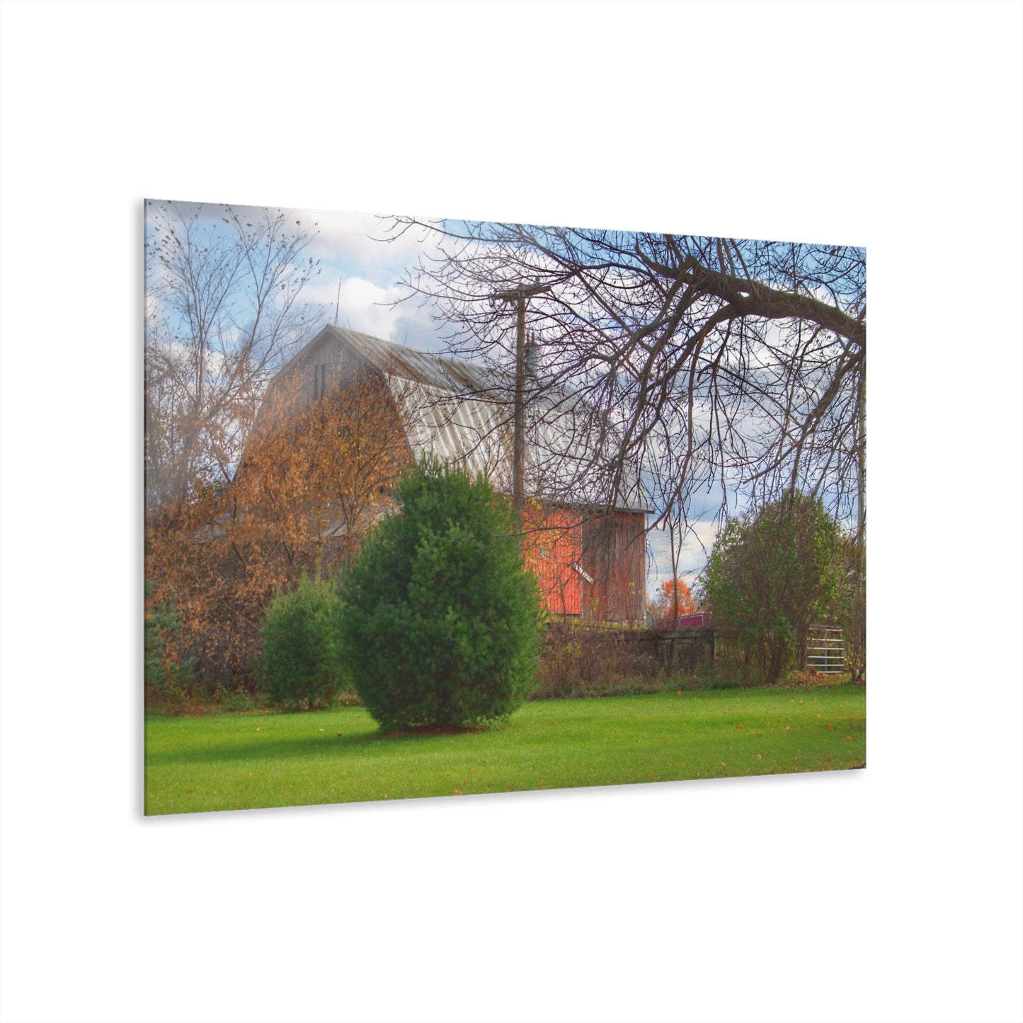 U R There Photography Millis Road Hidden Red Rustic Farmhouse Acrylic Wall Print