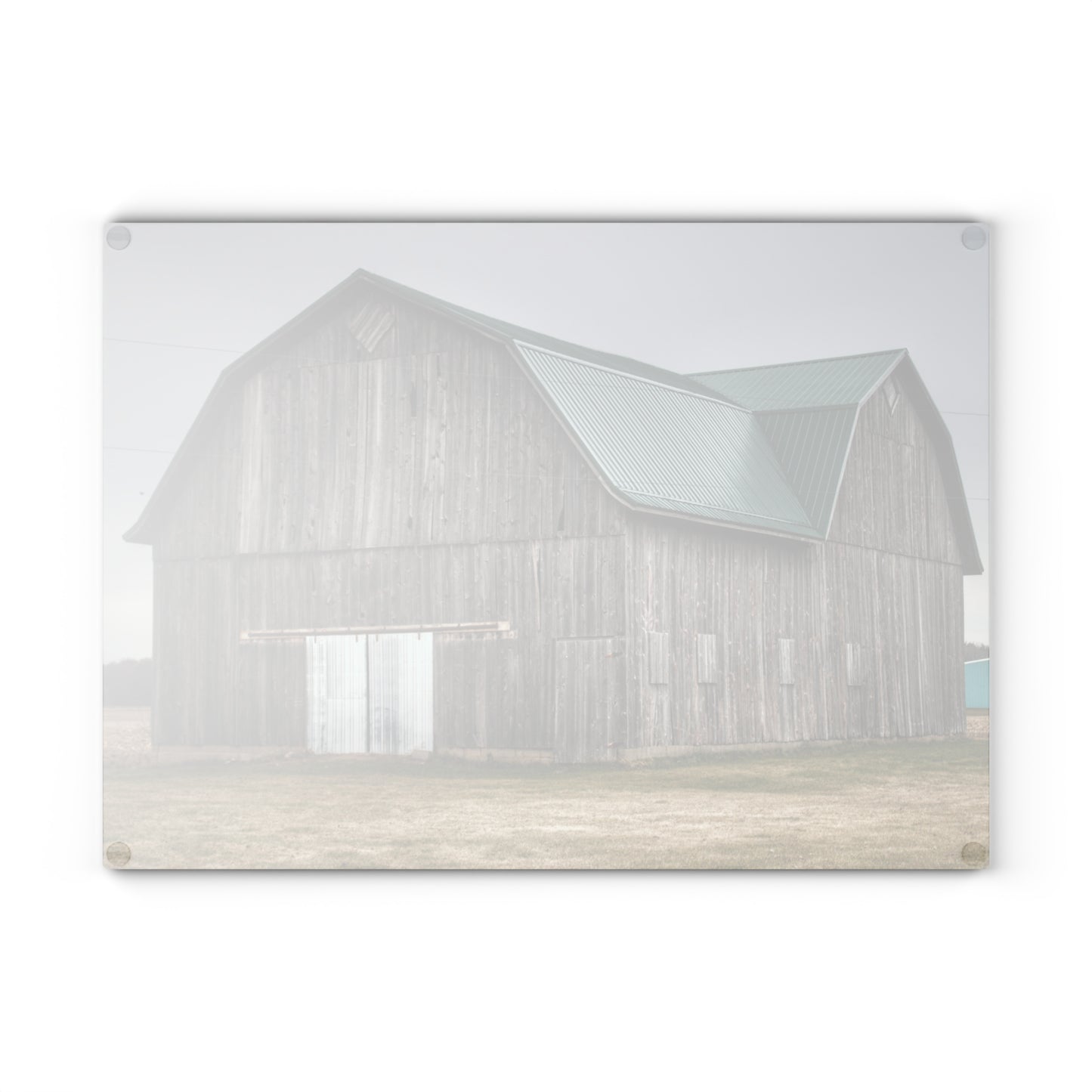 U R There Photography Loomis Road Grey Rustic Farmhouse Tempered-Glass Cutting Board