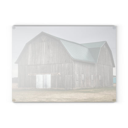 U R There Photography Loomis Road Grey Rustic Farmhouse Tempered-Glass Cutting Board