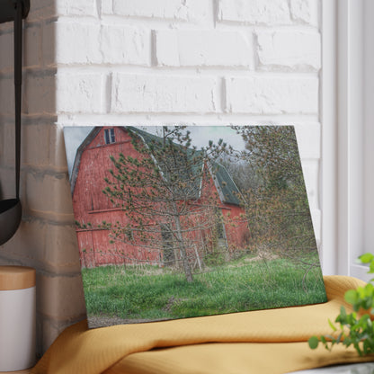U R There Photography Hickory Ridge Red II Rustic Farmhouse Tempered-Glass Cutting Board