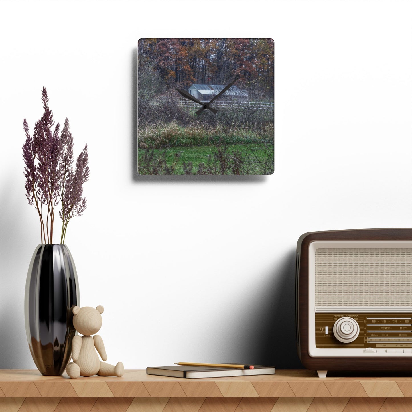 Rustic Farmhouse Wall Clock featuring Shifman Road Stable