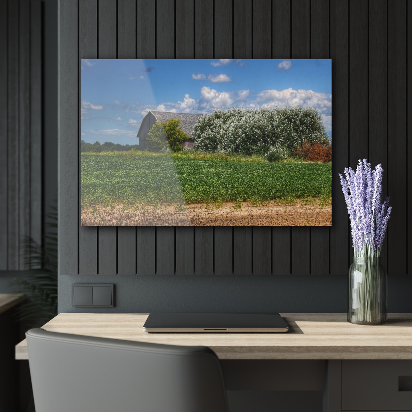 U R There Photography Lake Road Grey Rustic Farmhouse Acrylic Wall Print