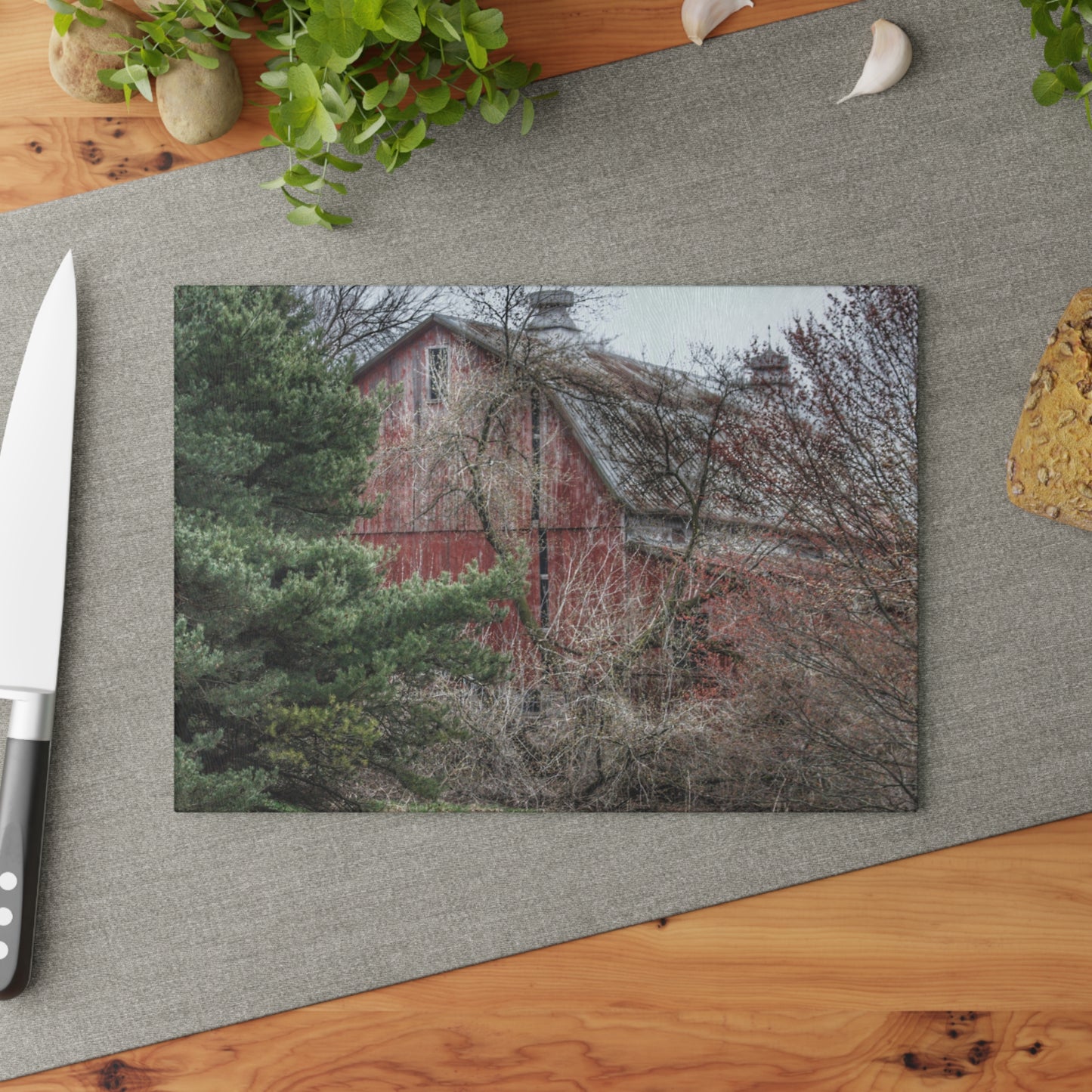 U R There Photography Morris Road Hidden Rustic Farmhouse Tempered-Glass Cutting Board