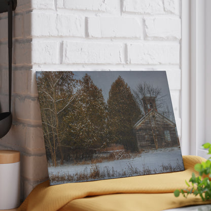 U R There Photography Vermilya Schoolhouse I Rustic Farmhouse Tempered-Glass Cutting Board
