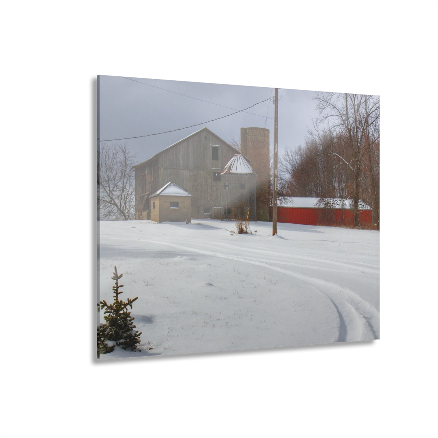 U R There Photography Hilltop Grey and Silo Rustic Farmhouse Acrylic Wall Print