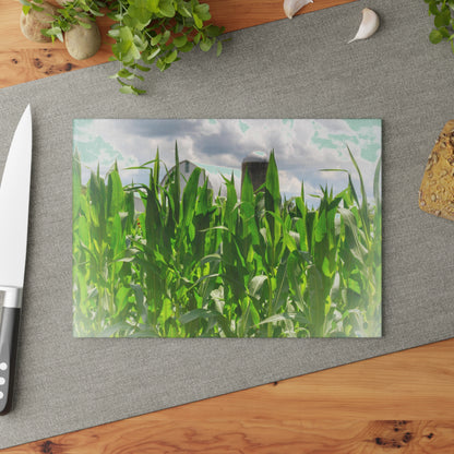 U R There Photography Beyond the Corn in Millington Rustic Farmhouse Tempered-Glass Cutting Board