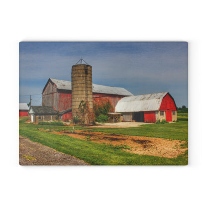 U R There Photography Marlette Red IV Rustic Farmhouse Tempered-Glass Cutting Board