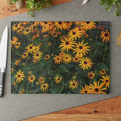 Barn Boutique Rustic Tempered-Glass Cutting Board| Black-Eyed Susans