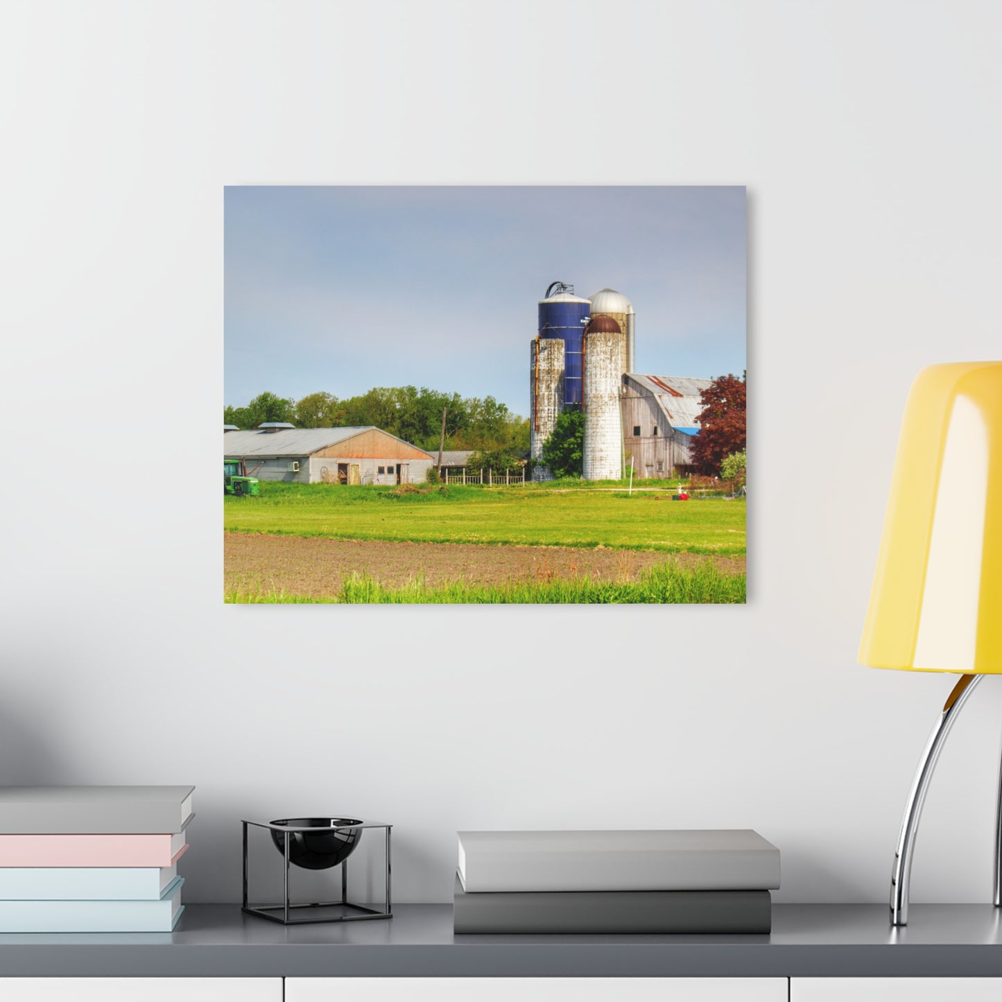 U R There Photography M-25 Old Grey and Silos Rustic Farmhouse Acrylic Wall Print