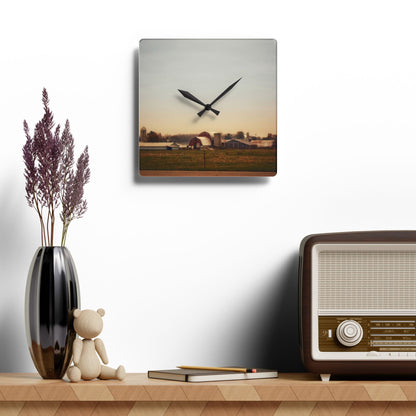 U R There Photography Marlette Road Farm II Rustic Farmhouse Acrylic Analog Wall Clock