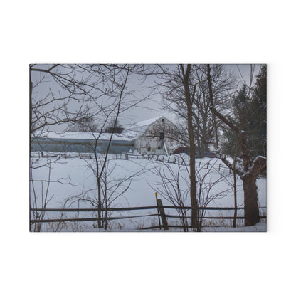 U R There Photography Oakwood Hidden White Rustic Farmhouse Tempered-Glass Cutting Board