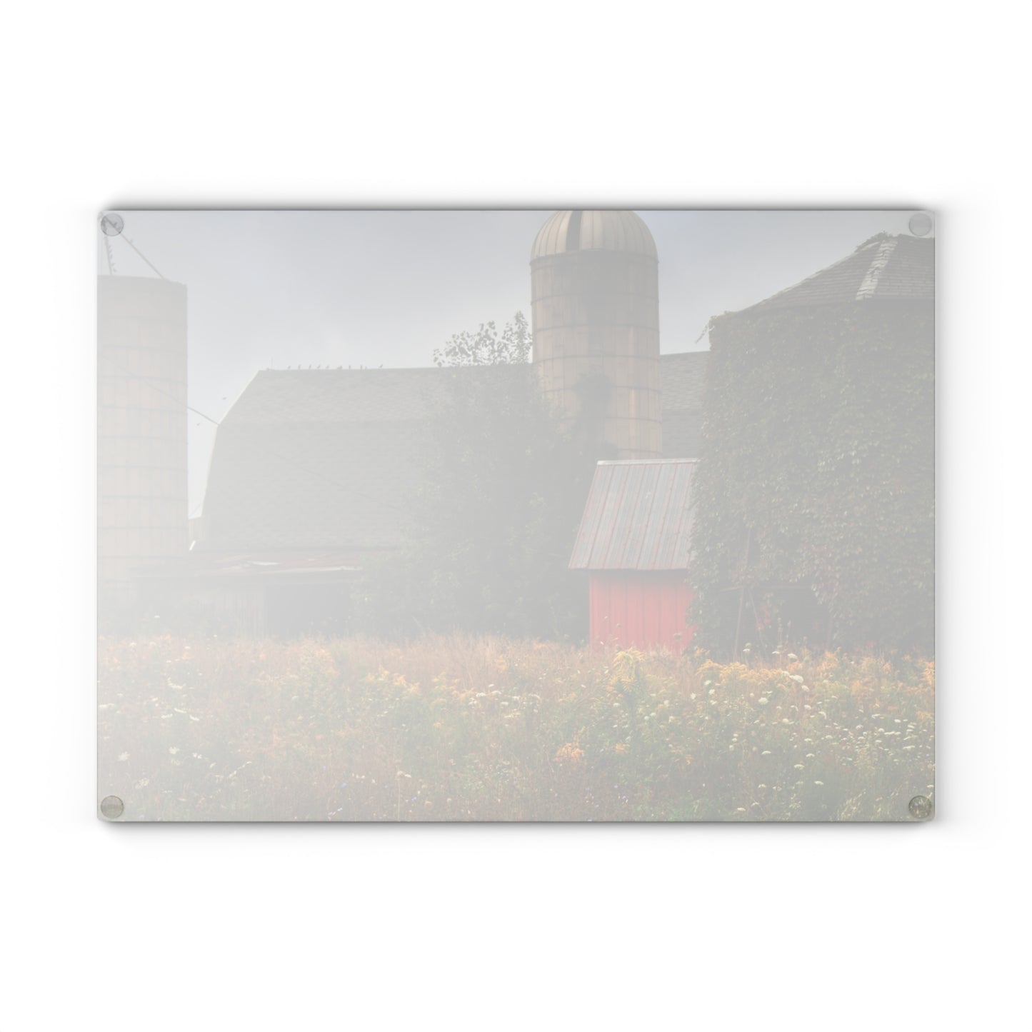 U R There Photography Silos of Otisville Rustic Farmhouse Tempered-Glass Cutting Board