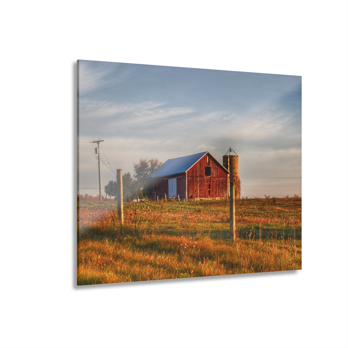 U R There Photography Lake Pleasant Road Little Red and Silo I Rustic Farmhouse Acrylic Wall Print