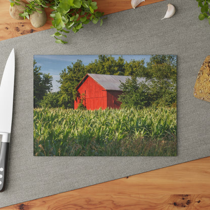 U R There Photography Willard Road Red III Rustic Farmhouse Tempered-Glass Cutting Board