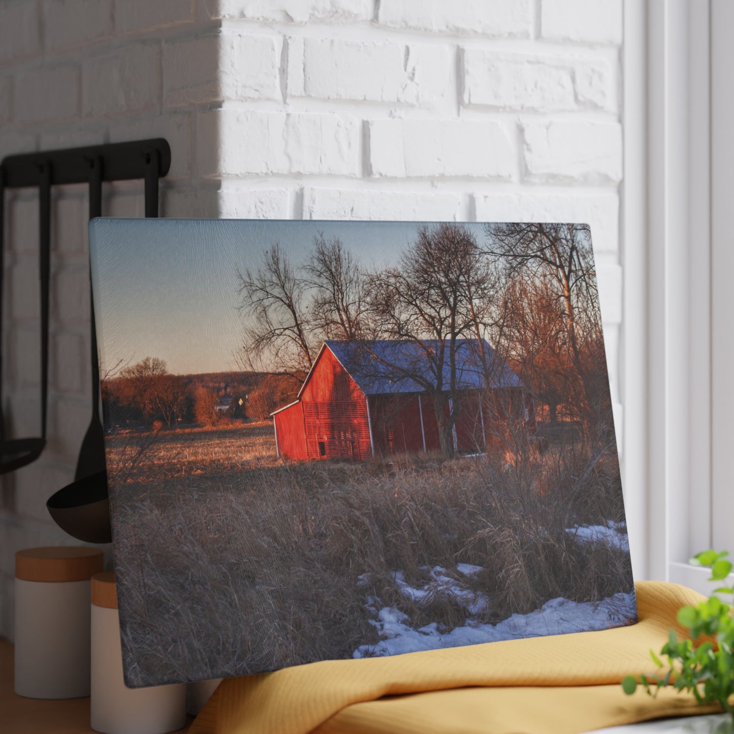 U R There Photography Early Spring on Mount Morris Road Rustic Farmhouse Tempered-Glass Cutting Board