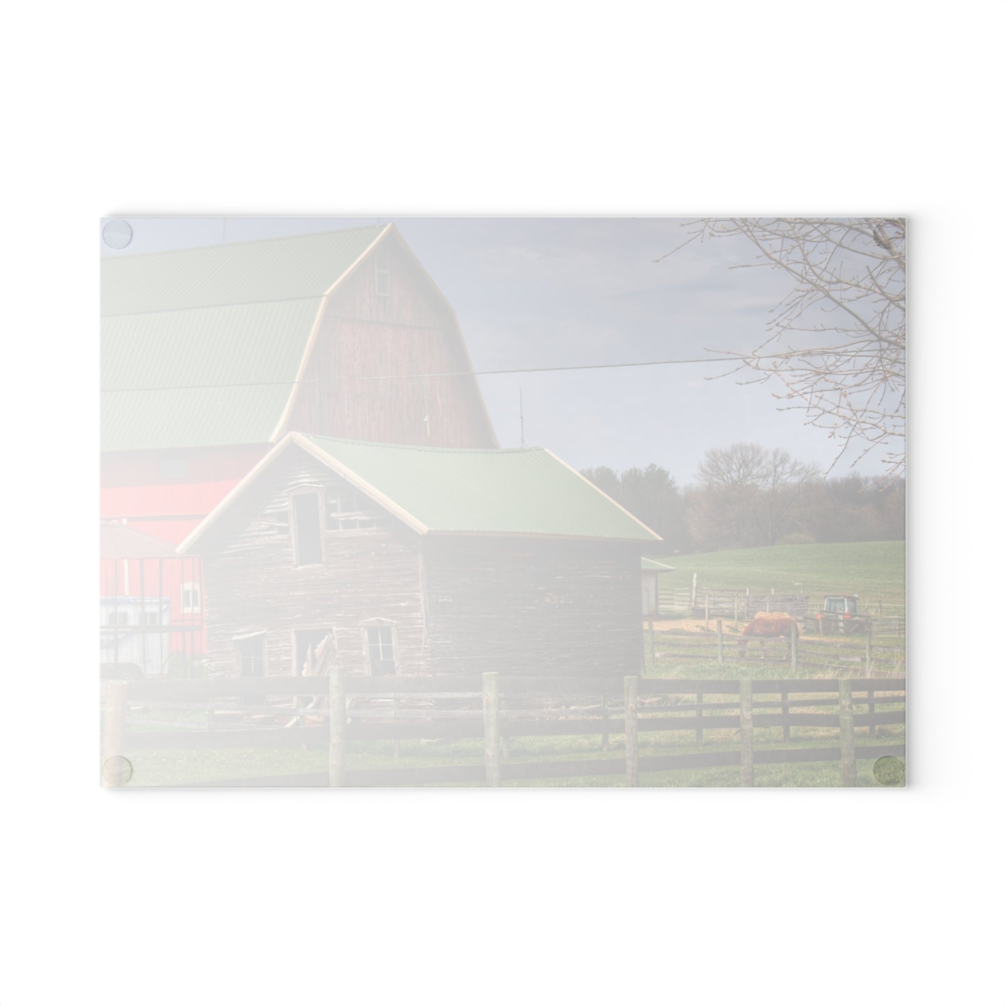 U R There Photography Oregon Road Tilted Little Grey Rustic Farmhouse Tempered-Glass Cutting Board
