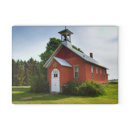 U R There Photography French Road Old Standard Schoolhouse I Rustic Farmhouse Tempered-Glass Cutting Board