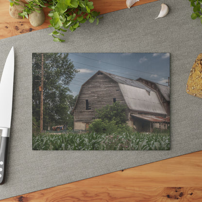 U R There Photography Murphy Lake Road Grey II Rustic Farmhouse Tempered-Glass Cutting Board
