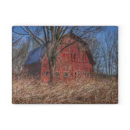 U R There Photography East Dodge Road Red Rustic Farmhouse Tempered-Glass Cutting Board