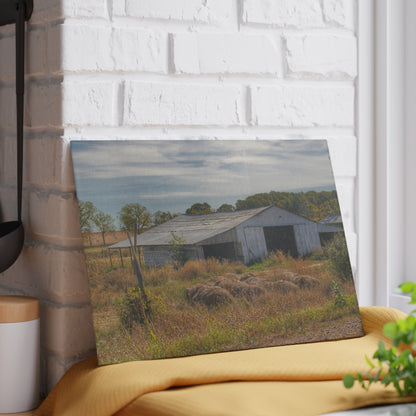 U R There Photography Hurd Corners Road Grey Shack Rustic Farmhouse Tempered-Glass Cutting Board