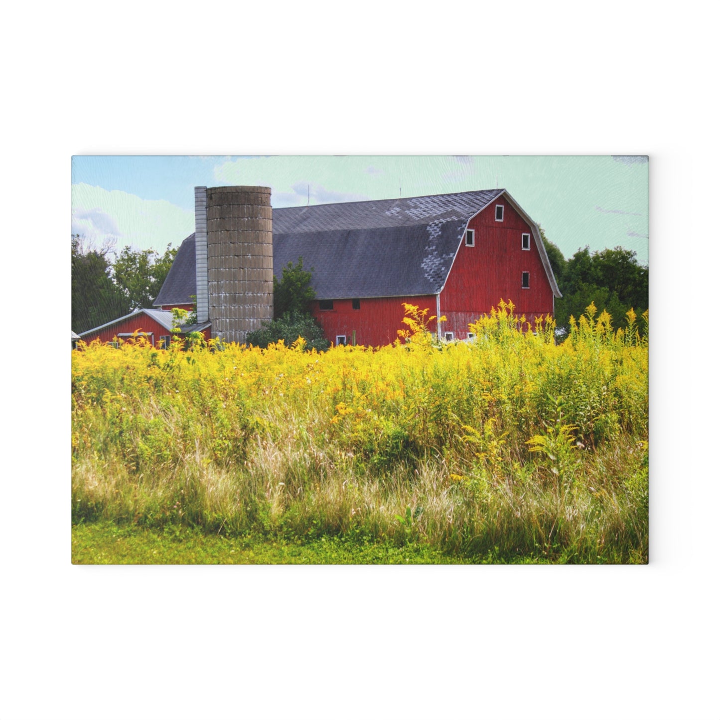 U R There Photography Starr Court Red II Rustic Farmhouse Tempered-Glass Cutting Board