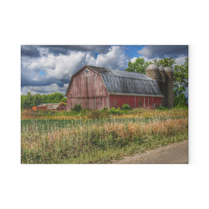 U R There Photography Shelby Red III Rustic Farmhouse Tempered-Glass Cutting Board