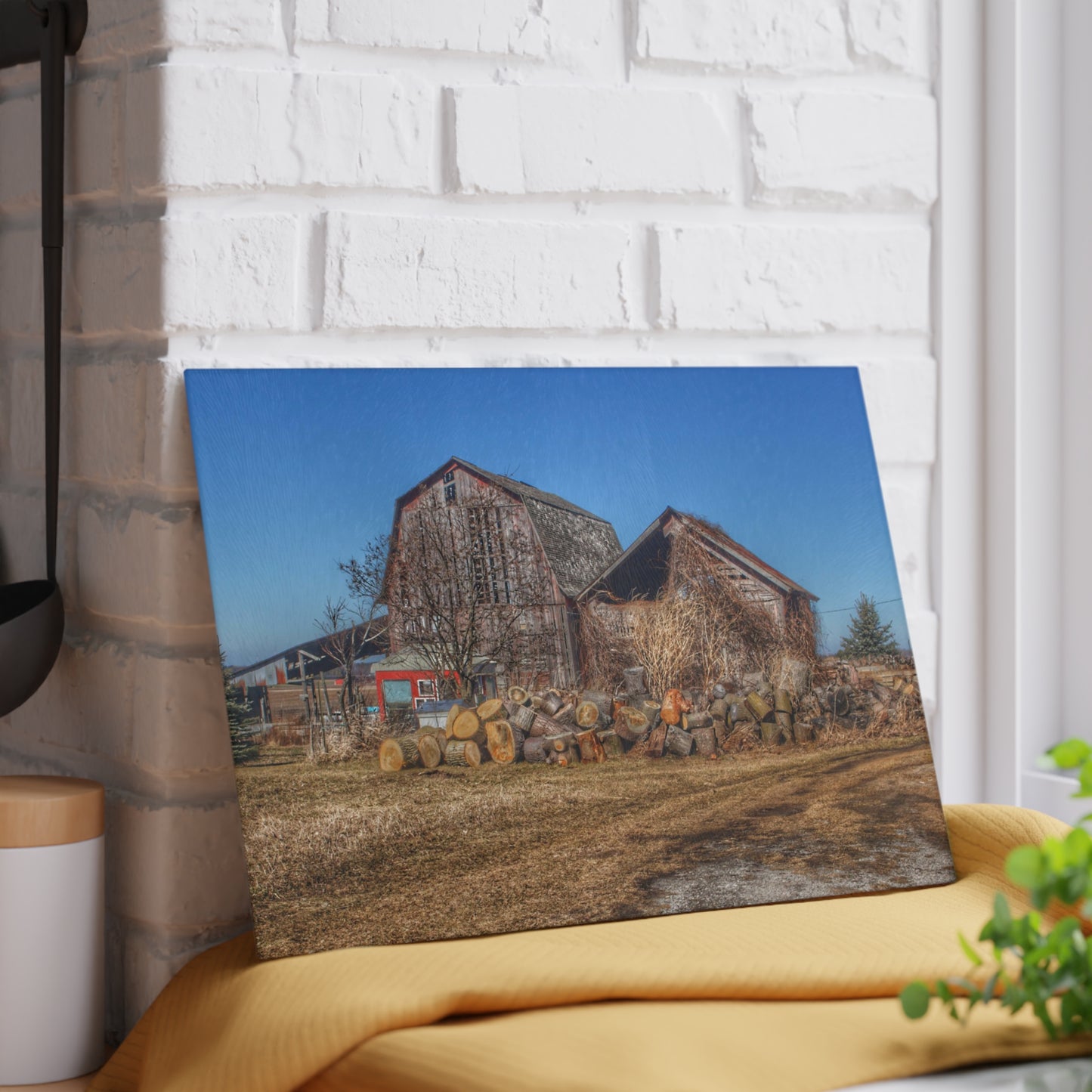 U R There Photography Dutcher Road Grey Rustic Farmhouse Tempered-Glass Cutting Board