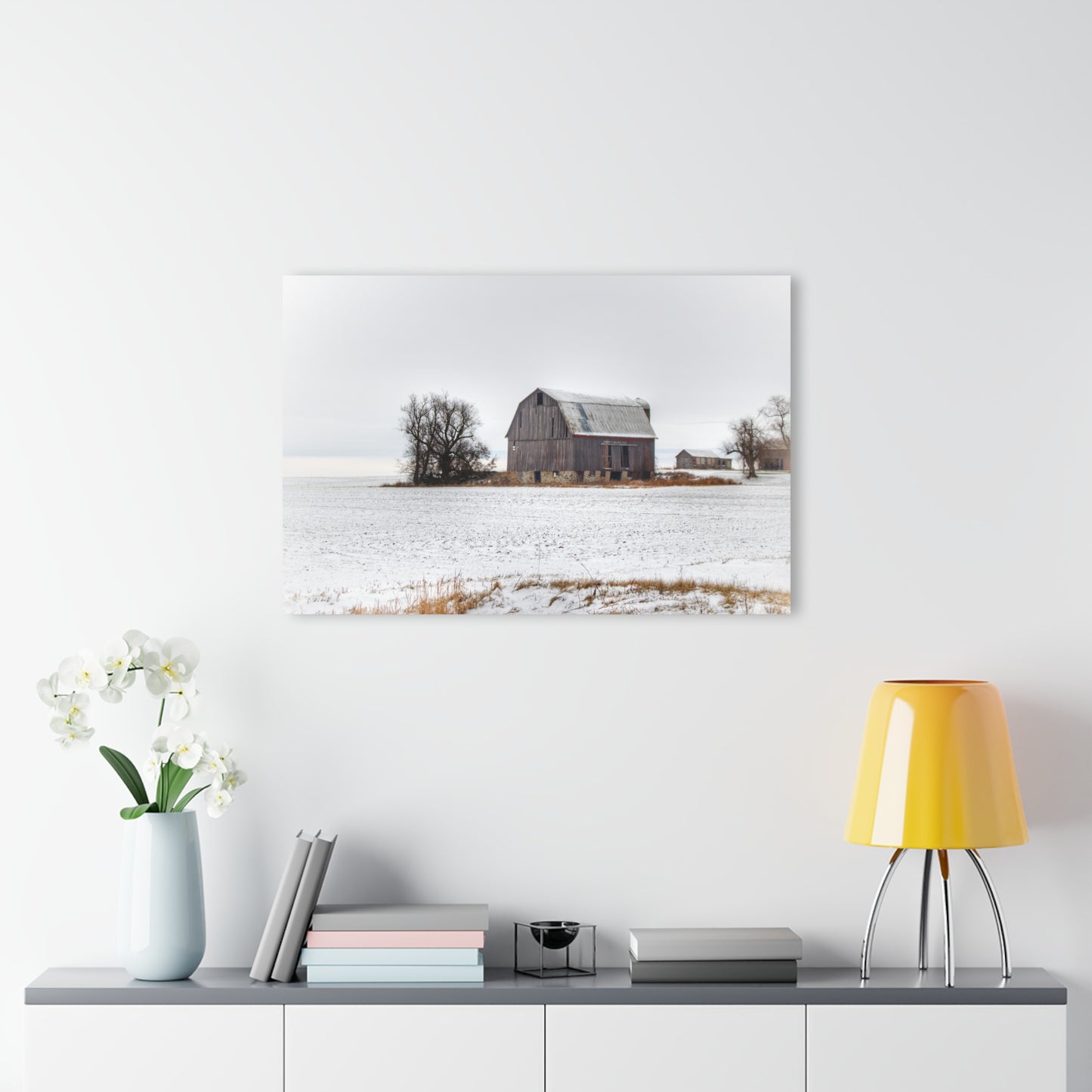 U R There Photography Frenchline Road Grey in Winter Rustic Farmhouse Acrylic Wall Print