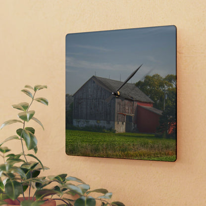 Rustic Farmhouse Wall Clock featuring Pigeon Grey Saltbox