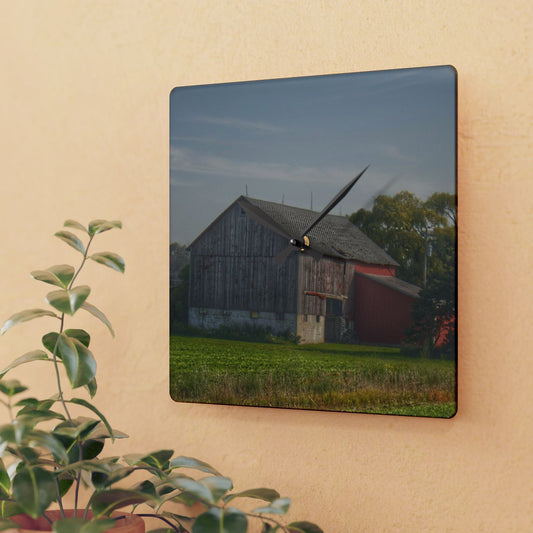 Rustic Farmhouse Wall Clock featuring Pigeon Grey Saltbox