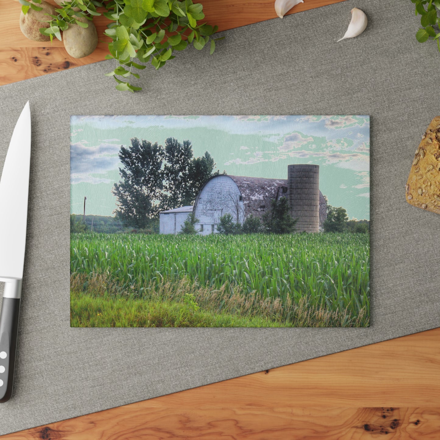 U R There Photography Genesee Road White Rustic Farmhouse Tempered-Glass Cutting Board