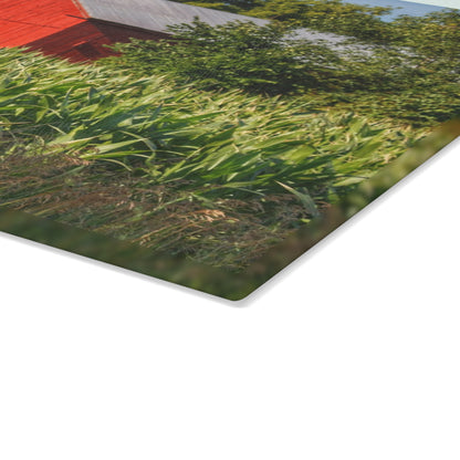 U R There Photography Willard Road Red III Rustic Farmhouse Tempered-Glass Cutting Board