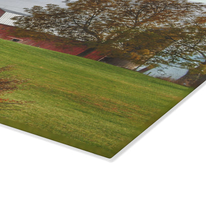 U R There Photography Lyons Road Red Rustic Farmhouse Tempered-Glass Cutting Board