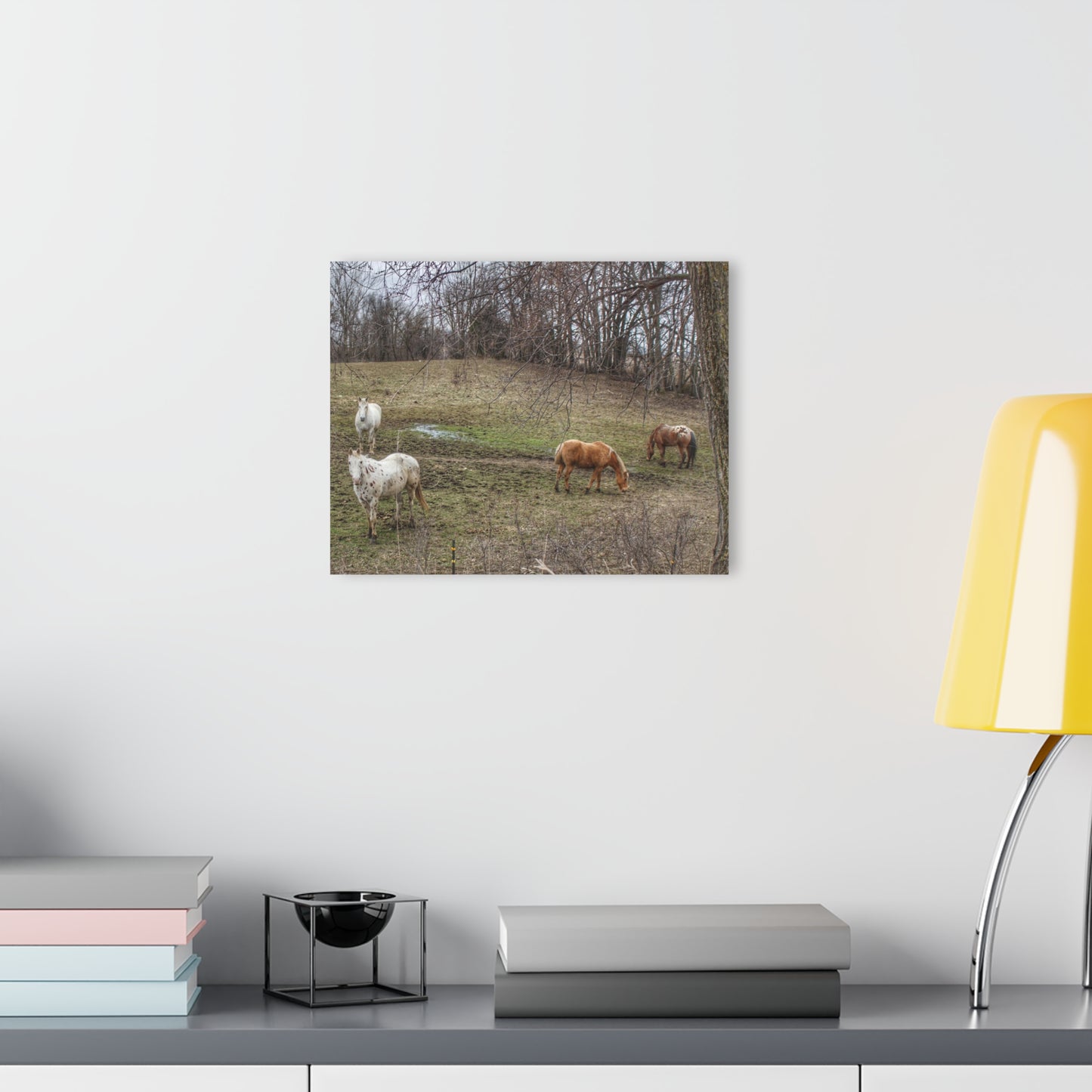 Barn Boutique Modern Farmhouse Acrylic Wall Print| Horses of Barnes Road I